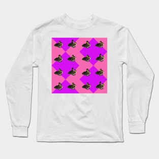 Baby Ducks on Pink Raspberry and Purple Sorbet Pattern Long Sleeve T-Shirt